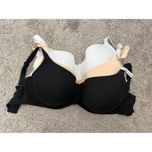 Next 3 Pack Non-Padded Full Cup Bras Black White Nude 32F NWT